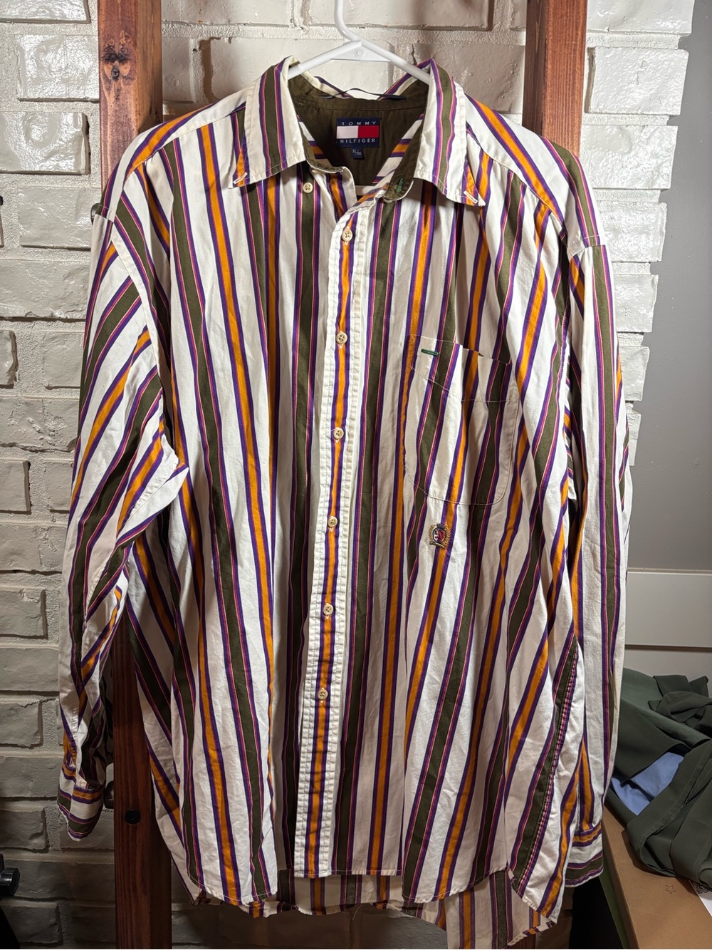 vintage 90s Tommy Hilfiger multicolored striped long-sleeve cotton button up